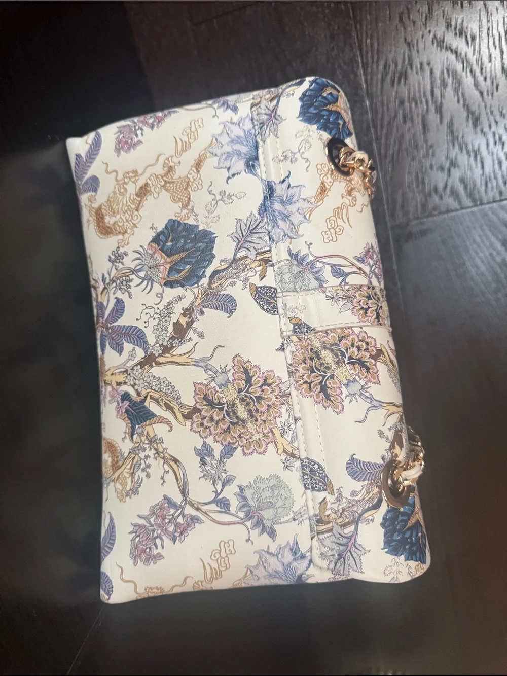 Floral Ivory Chain Strap Shoulder Bag